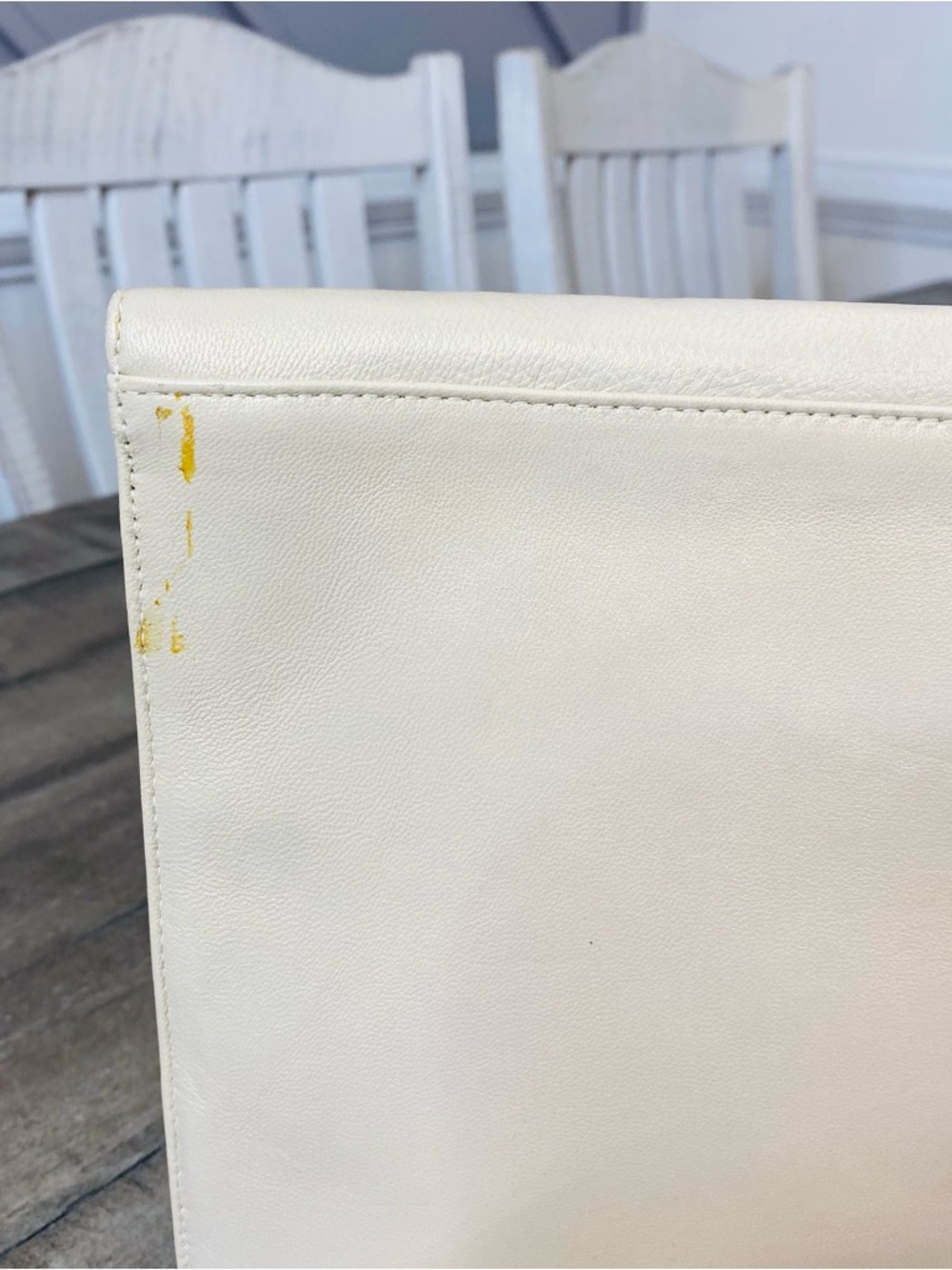 Halston Heritage Leather Envelope Clutch Large Cream Color - Picture 5 of 8
